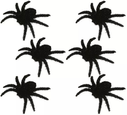 Pack de 6 Arañas Peludas Negras 6 cm