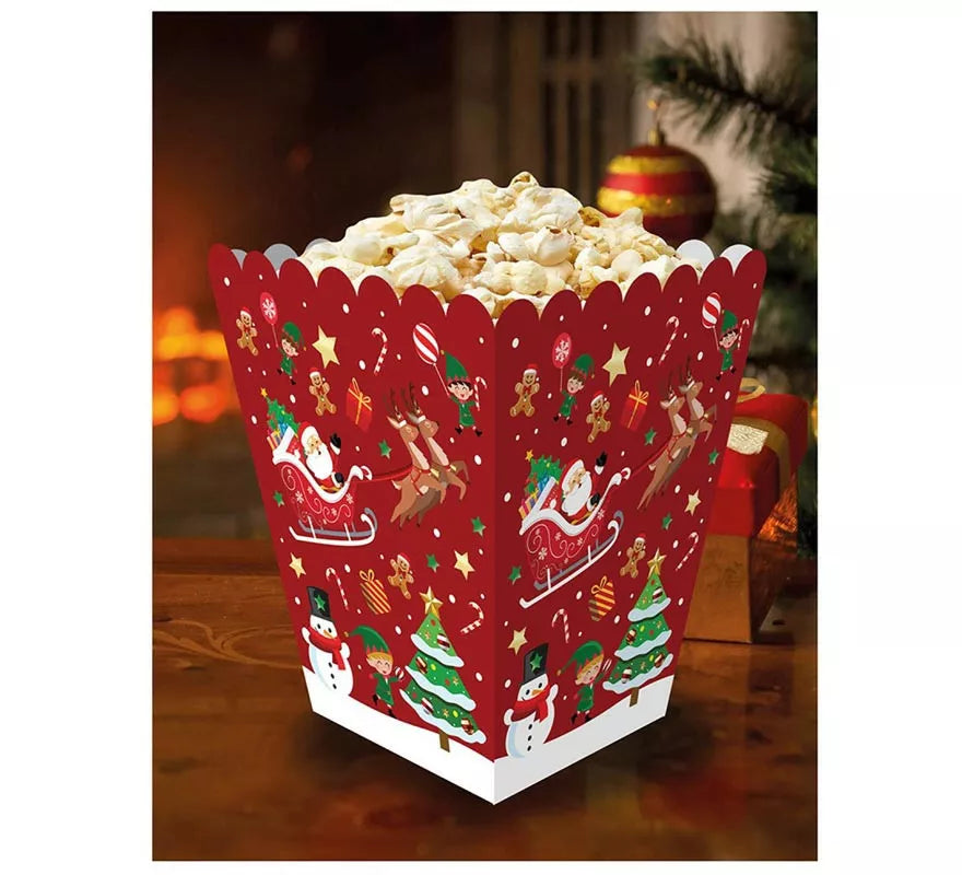 Pack de 6 Bolsas de Palomitas Muñeco de nieve de papel de 18x10,5 cm