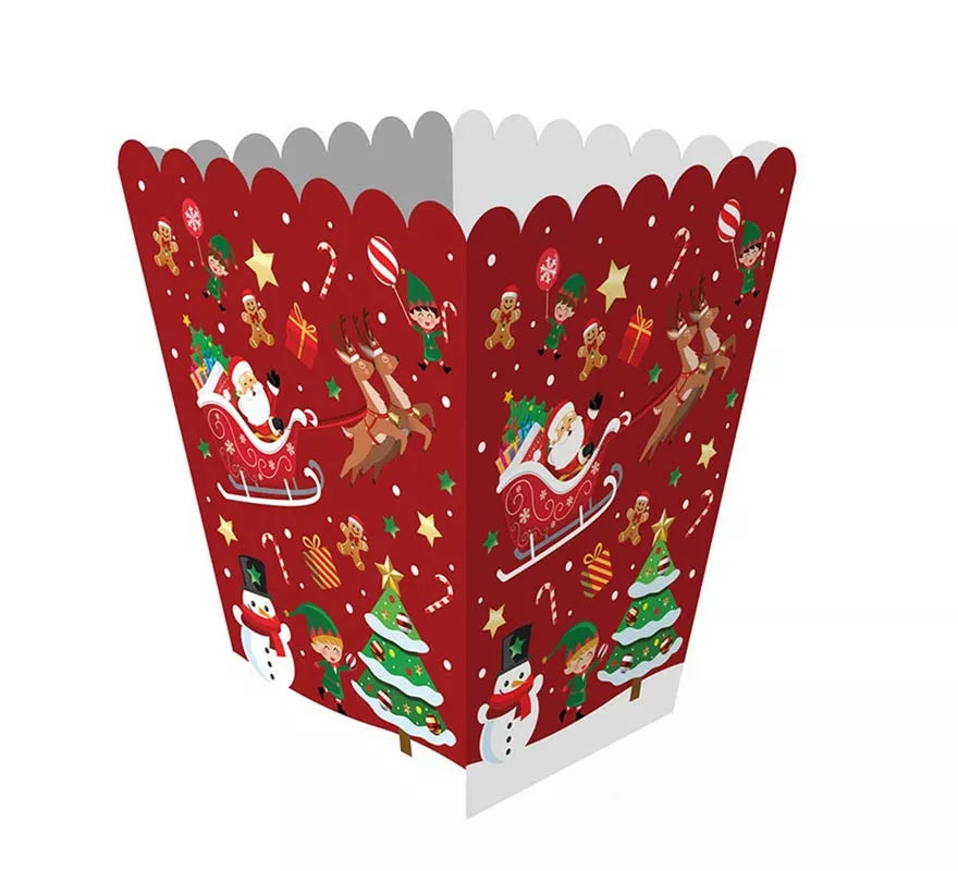 Pack de 6 Bolsas de Palomitas Muñeco de nieve de papel de 18x10,5 cm