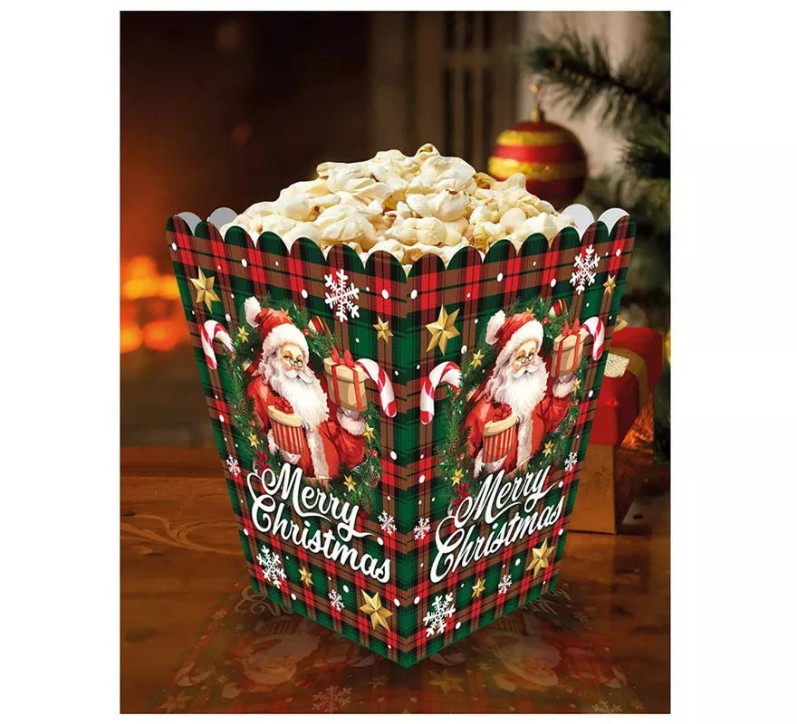 Pack de 6 Bolsas de Palomitas Papá Noel de papel de 18x10,5 cm