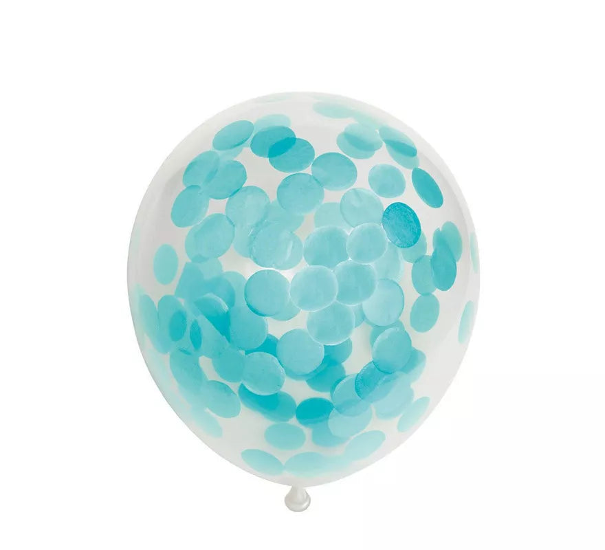 Translation missing: en.Pack de 6 Globos Confetti de papel color Azul Bebé de 30 cm
