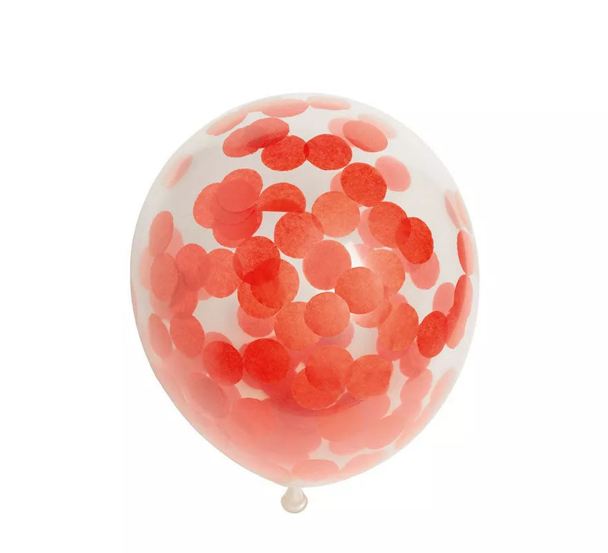 Translation missing: en.Pack de 6 Globos Confetti de papel color Rojo de 30 cm