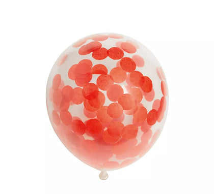 Pack de 6 Globos Confetti de papel color Rojo de 30 cm