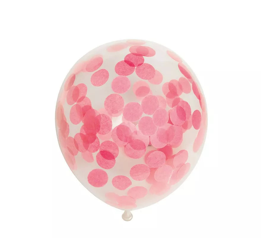 Translation missing: en.Pack de 6 Globos Confetti de papel color Rosa Bebé de 30 cm