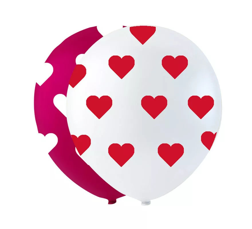 Pack de 6 Globos de Corazones Rojos o Blancos de 25 cm