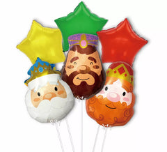 Pack of 6 Three Kings Foil Balloons with Stars