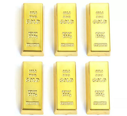 Pack de 6 Lingotes de oro imitación de 6x3 cm