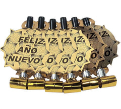 Pack of 6 Golden 'Happy New Year' Noise blowers for New Year's Eve