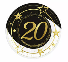 Pack of 6 20 Years Birthday and Anniversary Plates of 23 cm
