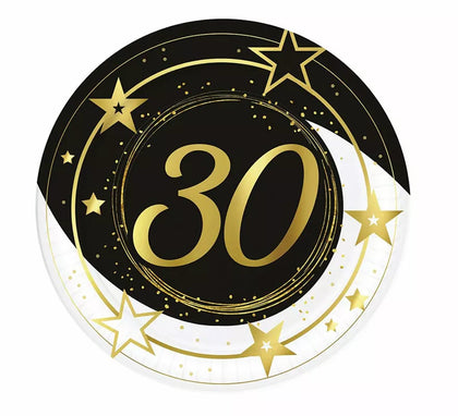 Pack de 6 Platos 30 Años Cumpleaños y Aniversarios de 23 cm