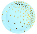 Pack de 6 Platos de cartón con lunares dorados de 23 cm en varios colores