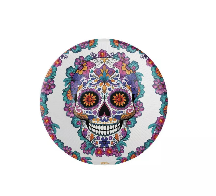 Translation missing: en.Pack de 6 Platos Día de los Muertos blanco de 18 cm