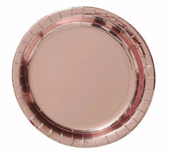 Pack of 6 Gold and Pink Round Plates of 23 cm