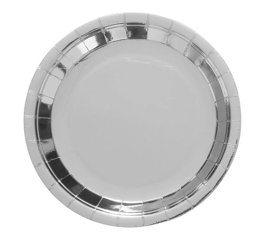 Pack de 6 Platos Plateados de 23 cm