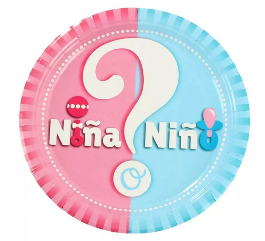 Translation missing: en.Pack de 6 Platos Revelación de Género Bebé de 23 cm