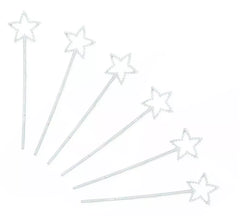 Pack of 6 23 cm silver star wands in assorted colors