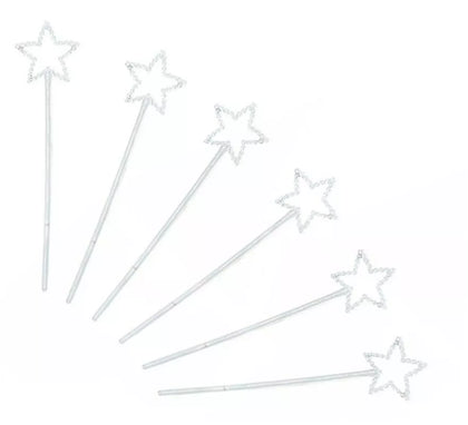 Pack de 6 Varitas estrellas plateadas de 23 cm colores surtidos