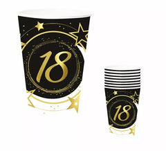 Pack of 6 18 Years Birthday and Anniversary Glasses of 240 ml (90 cm)