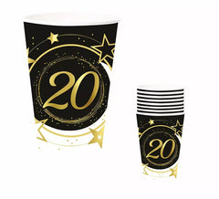 Pack of 6 20 Years Birthday and Anniversary Glasses of 240 ml (90 cm)