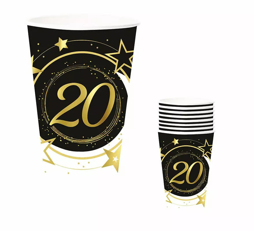 Translation missing: en.Pack de 6 Vasos 20 Años Cumpleaños y Aniversarios de 240 ml (90 cm)