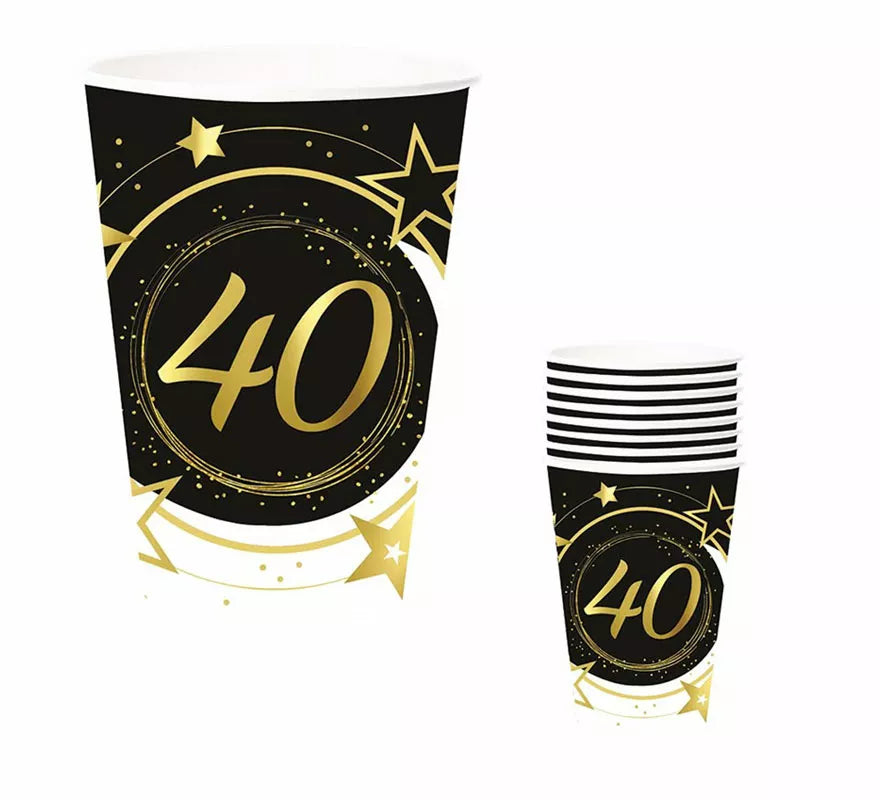 Translation missing: en.Pack de 6 Vasos 40 Años Cumpleaños y Aniversarios 240 ml (90 cm)