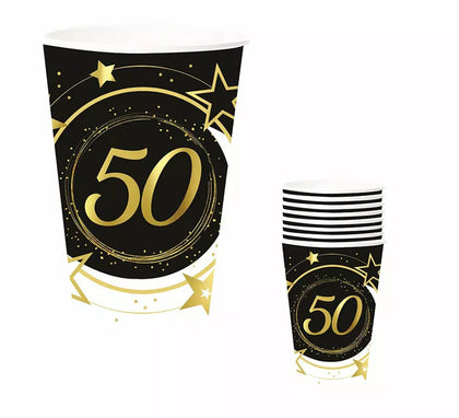 Pack de 6 Vasos 50 Años Cumpleaños y Aniversarios de 240 ml (90 cm)