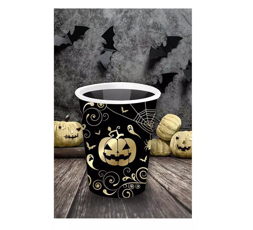 Pack de 6 Vasos Calabaza Oro de 240 ml (9 cm)