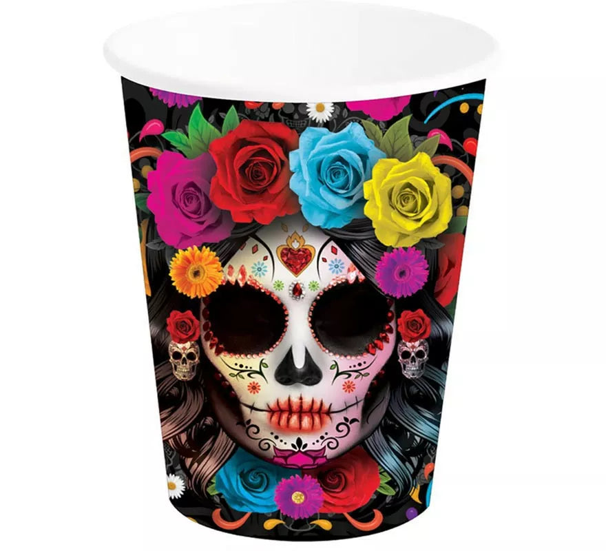 Pack de 6 Vasos Catrina Colorida de 240 ml