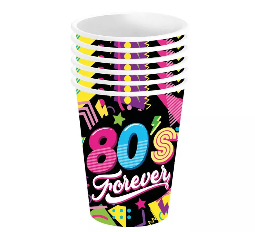Pack de 6 Vasos de los años 80 de 240 ml