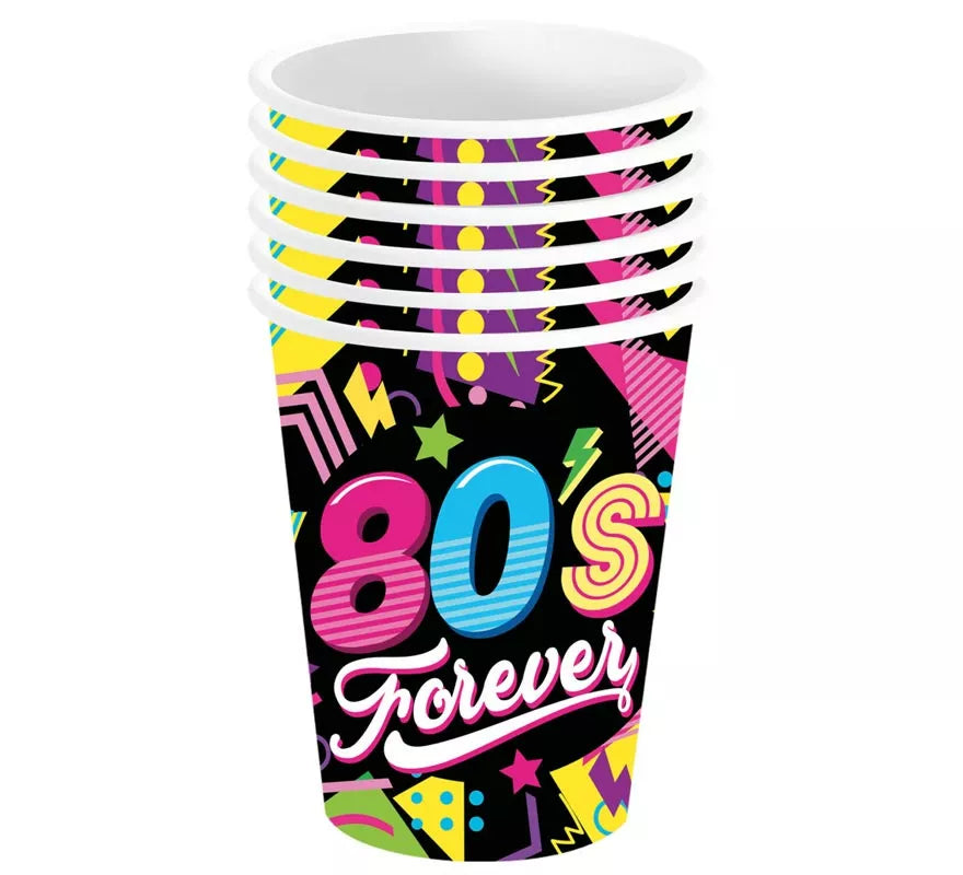 Pack de 6 Vasos de los años 80 de 240 ml