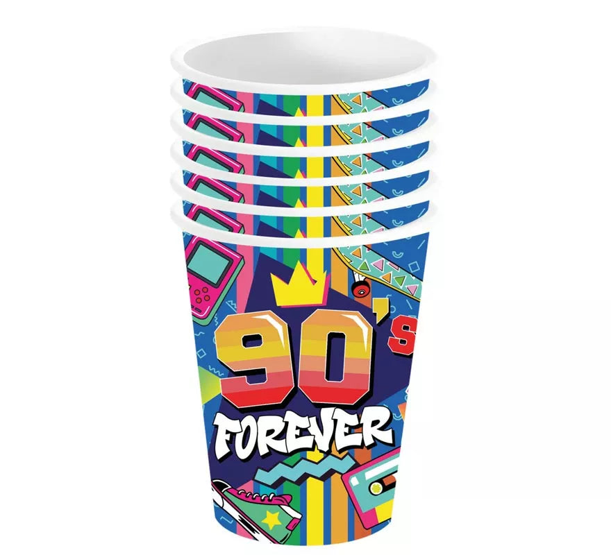 Pack de 6 Vasos de los años 90 de 240 ml