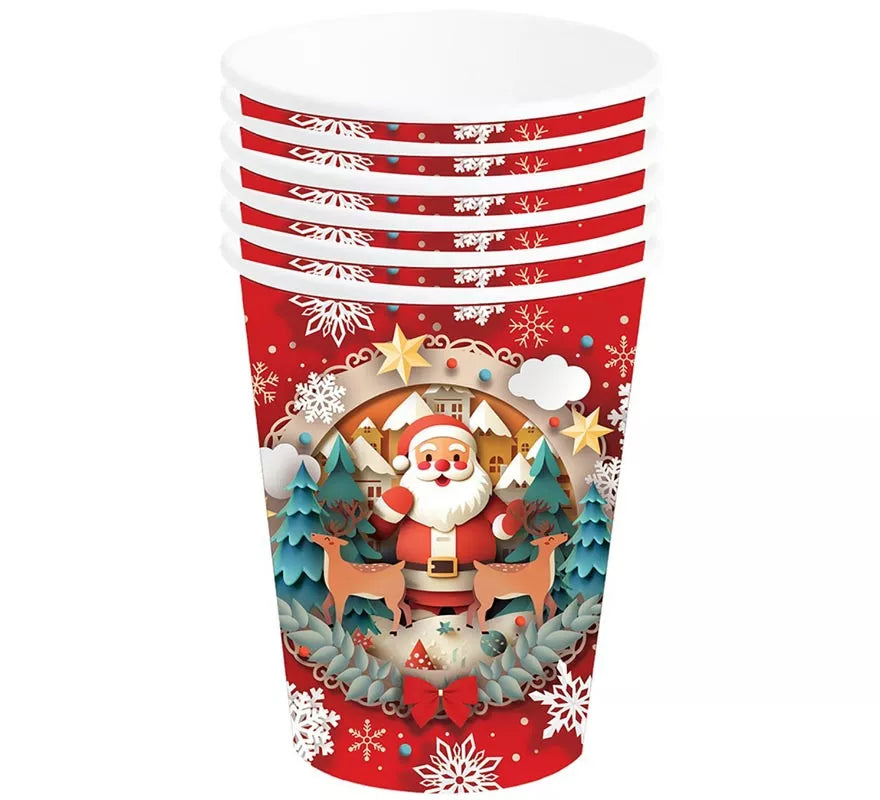 Pack de 6 Vasos de Papá Noel de 240 ml