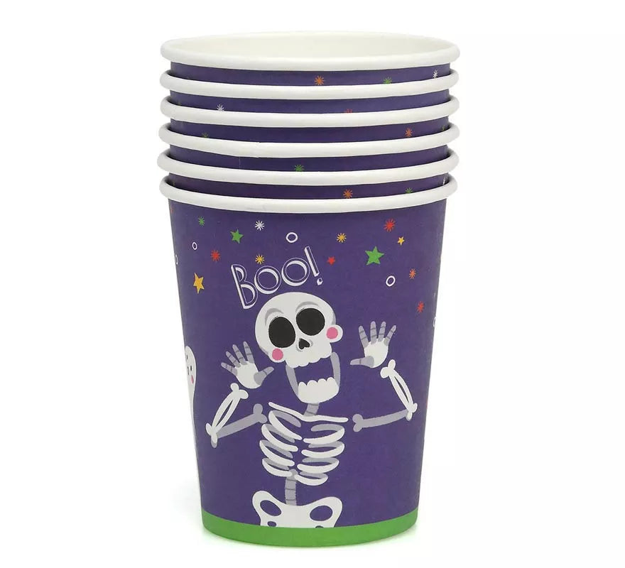 Translation missing: en.Pack de 6 Vasos Esqueleto Boo de papel