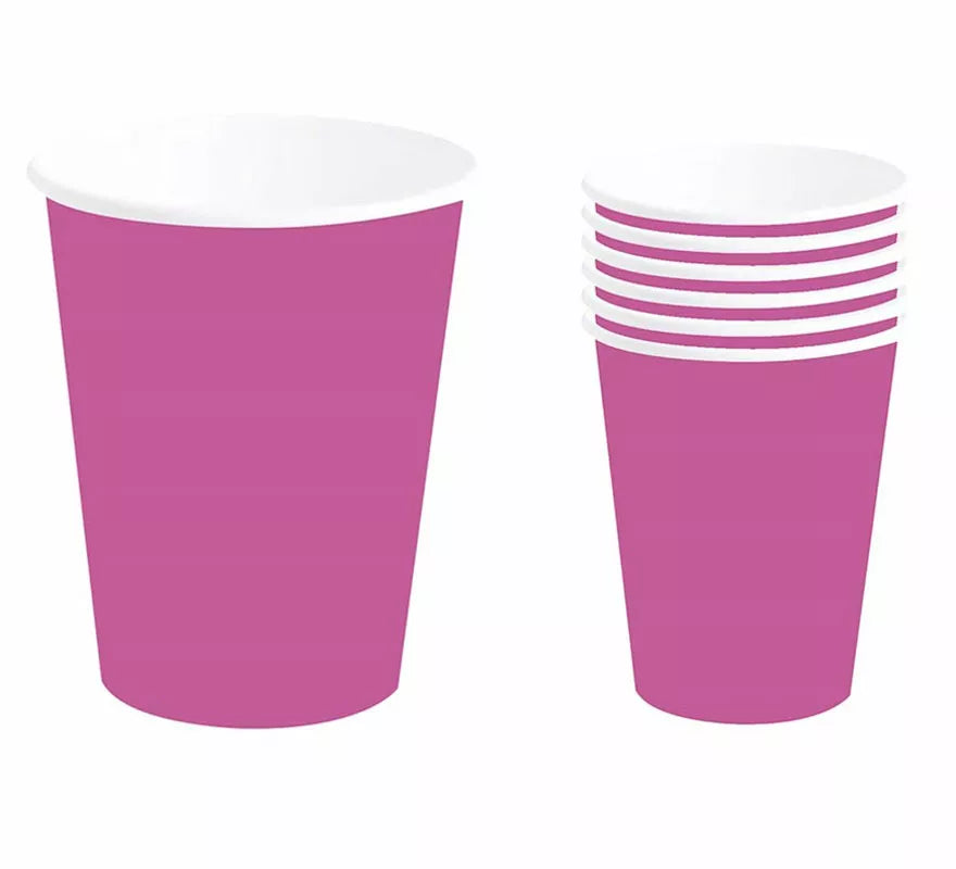 Pack de 6 Vasos Neón Fucsia de 240 ml (90 cm)