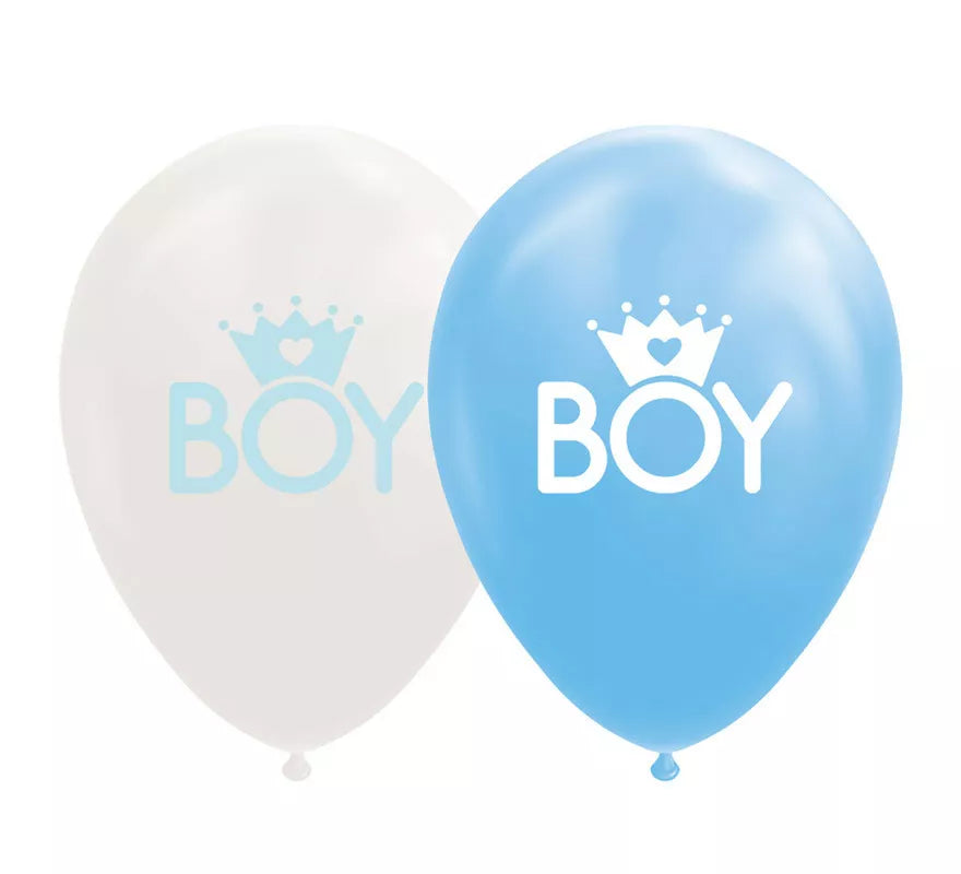 Translation missing: pt-PT.Pack de 8 Globos Bebé de Color Azul/Blanco de 30 cm