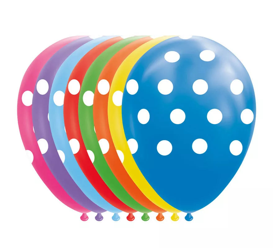 Translation missing: en.Pack de 8 Globos Lunares de Colores Surtidos de 30 cm