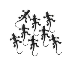 Pack of 8 decorative black lizards