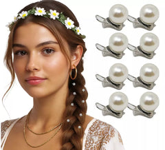 Pack of 8 pearls with hair clip