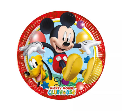 Pack de 8 Platos de Mickey Mouse de Cartón de 23 cm