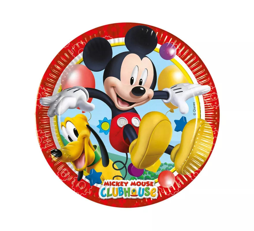 Pack de 8 Platos de Mickey Mouse de Cartón de 23 cm