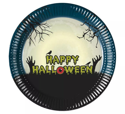 Pack de 8 Platos de Papel Happy Halloween de 23cm
