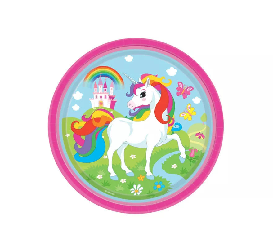 Translation missing: en.Pack de 8 Platos de Unicornio de Cartón de 23 cm