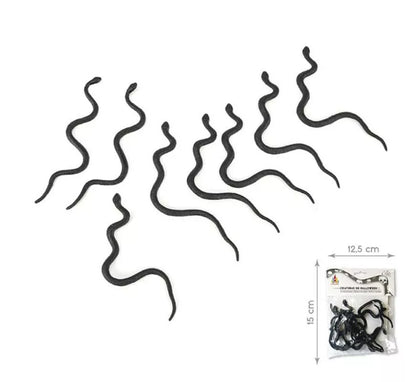 Pack de 8 Serpientes negras delgadas
