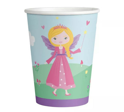 Pack de 8 Vasos de Princesa Medieval de Cartón de 250 ml