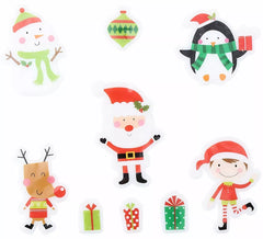 Pack of 9 Gel Stickers Smiling Christmas Figurines 20x25 cm