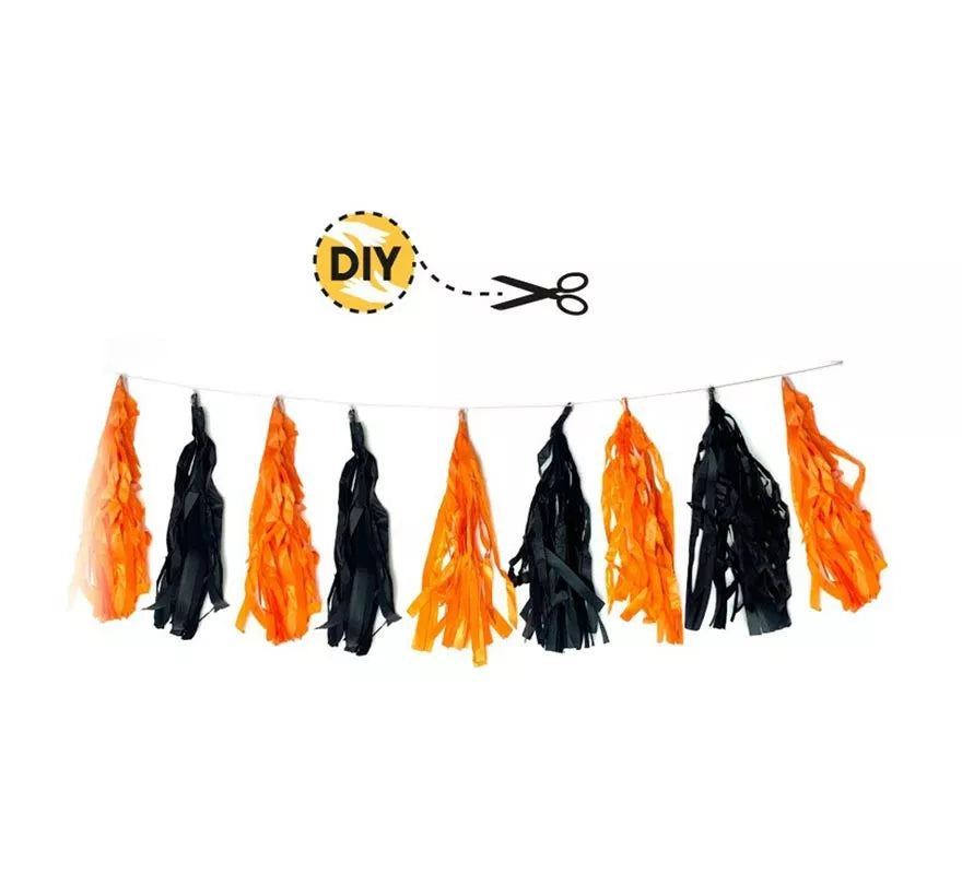 Translation missing: en.Pack de 9 Pompones naranja y negro DIY de 9 m