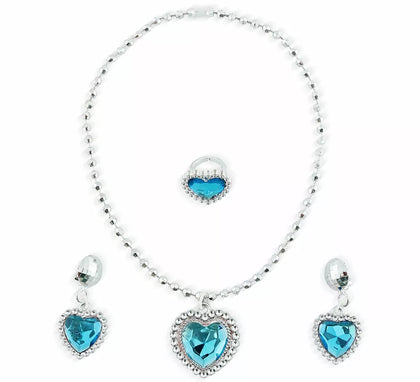 Pack de Collar, Pendientes y Aniño azules de Princesa