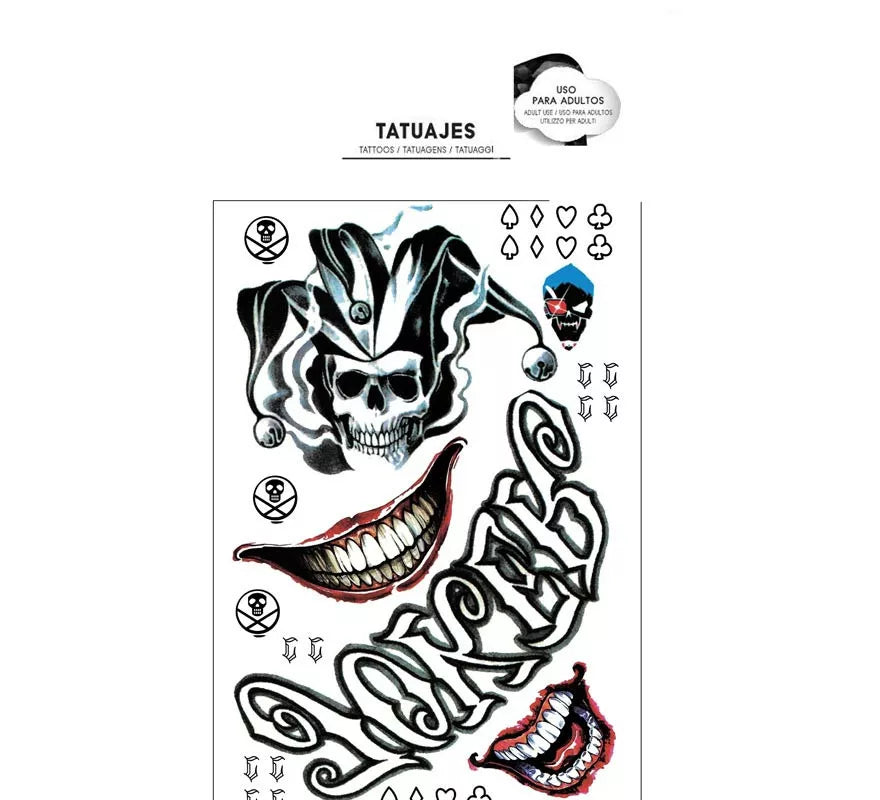 Translation missing: en.Pack de Tatuajes Payaso conflictivo de 20x32 cm