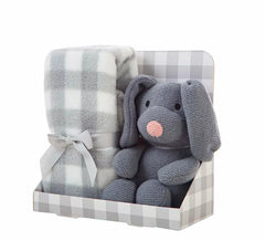 90x75 cm Blanket Pack and 26 cm Gray Stuffed Dog
