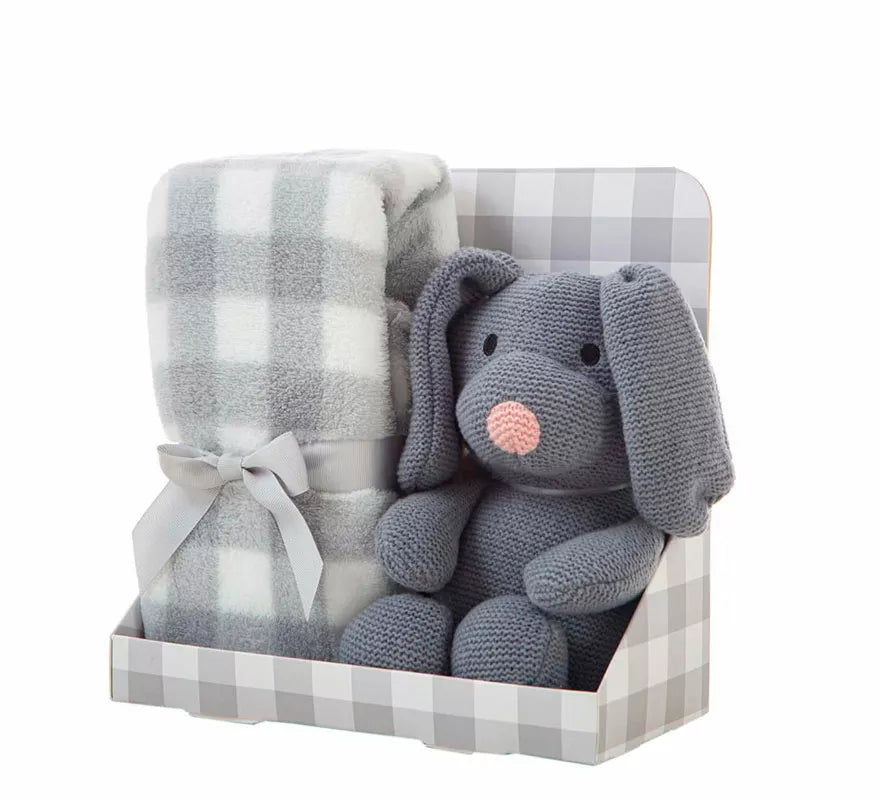 Translation missing: en.Pack Manta de 90x75 cm y Perro de Peluche gris de 26 cm